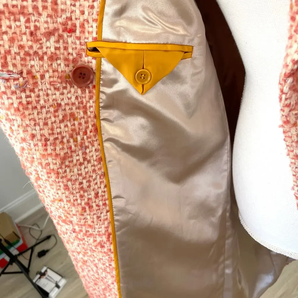 J. Crew Nalya Daphne Italian Tweed Topcoat In Faded Guava Multi Size 14 New - Picture 14 of 16